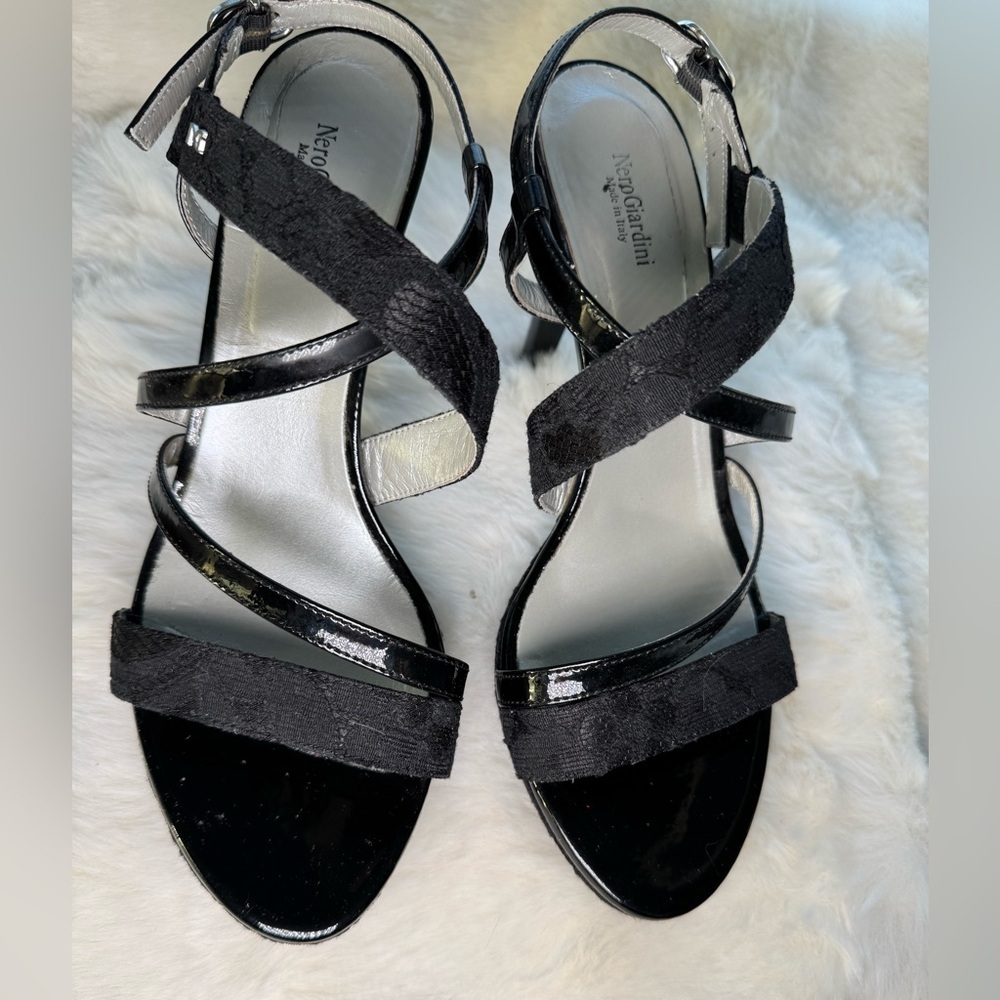 NeroGiardini Platform Heels Lace Sandals - Picture 6 of 10